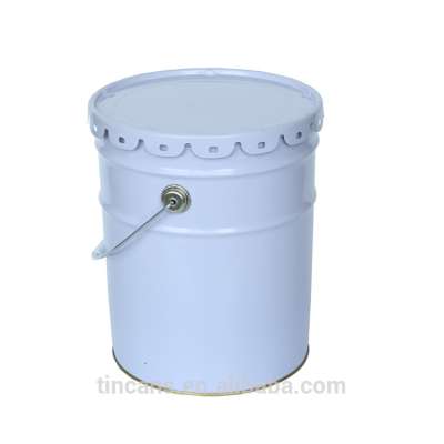 white 18 liter tin can/drum of paint with lid and handle